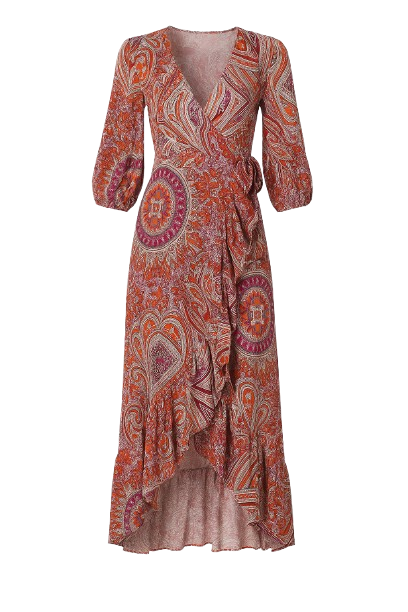 Print Maxi Wrap Dress