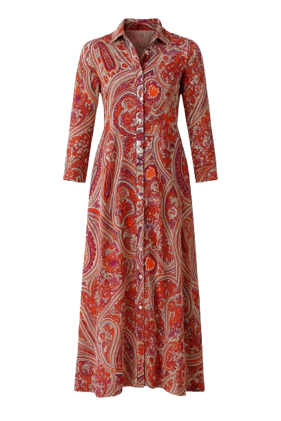 Print Maxi Dress with Buttons