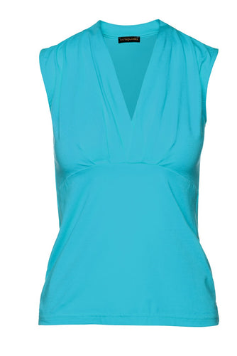 Turquoise Sleeveless Cotton Jersey Top