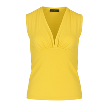 Load image into Gallery viewer, Yellow Sleeveless V-Neck Jersey Top – Stretch Cotton-Blend Fabric