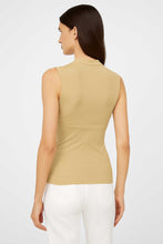Load image into Gallery viewer, Beige-Olive Jersey Cotton-Blend Sleeveless Top with Elastane