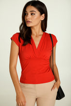 Load image into Gallery viewer, Red Draped V-Neck Sleeveless Top