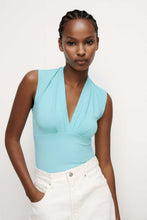 Load image into Gallery viewer, Sky Blue Jersey Cotton-Blend Sleeveless Top with Elastane