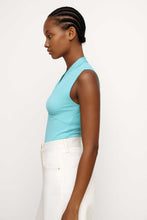 Load image into Gallery viewer, Sky Blue Jersey Cotton-Blend Sleeveless Top with Elastane