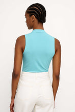 Load image into Gallery viewer, Sky Blue Jersey Cotton-Blend Sleeveless Top with Elastane