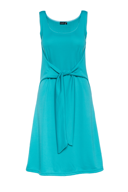 Sleeveless A Line Dress with Tie Waist