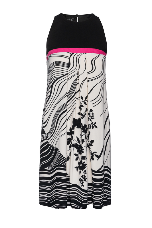 A Line Black Print Dress