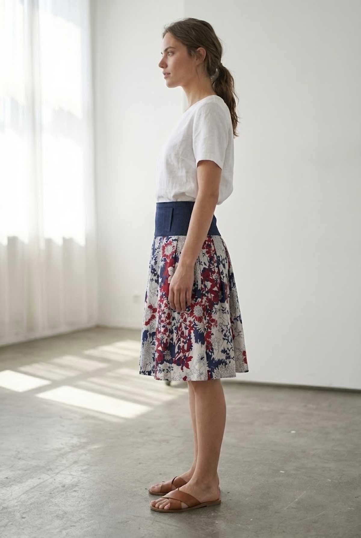 Conquista Φούστα Mini Casual Με Ζώνη Floral Πολύχρωμη C202-224