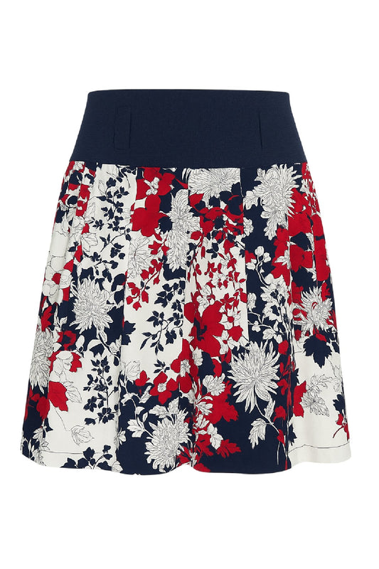 Conquista Φούστα Mini Casual Με Ζώνη Floral Πολύχρωμη C202-224