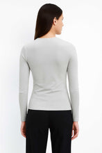 Load image into Gallery viewer, Elegant V-Neck Long Sleeve Jersey Top in Cotton-Blend