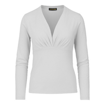 Load image into Gallery viewer, Elegant V-Neck Long Sleeve Jersey Top in Cotton-Blend