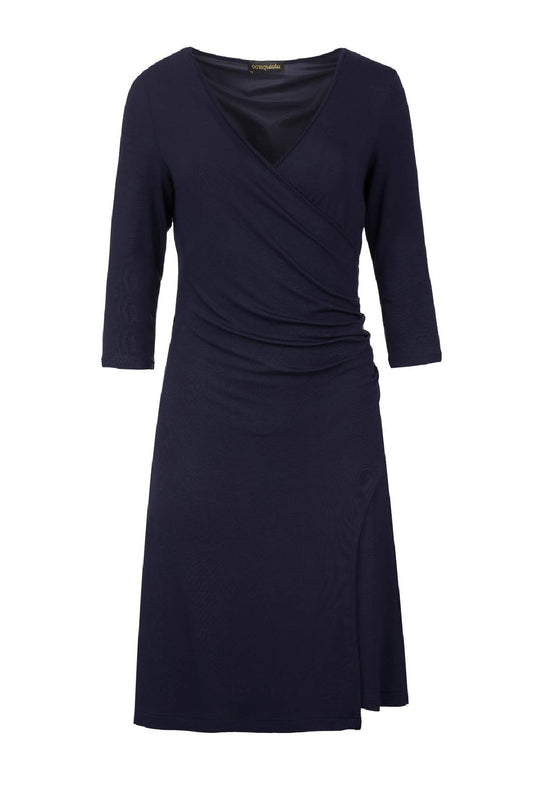 Φόρεμα με ντεκολτέ σε μπλε σκούρο χρώμα από βιώσιμο ύφασμα