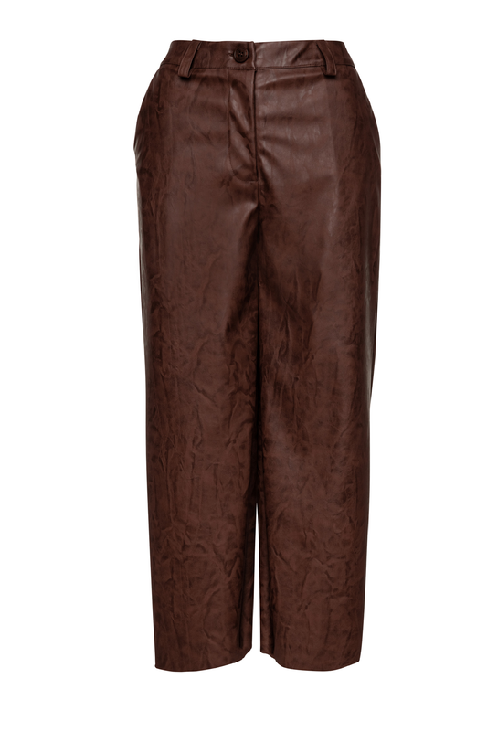 Σοκολατί καφέ culottes από τεχνητό δέρμα