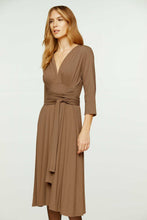 Load image into Gallery viewer, Olive 3/4 Sleeve V-Neck Wrap Dress – Soft Viscose Jersey