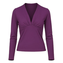 Load image into Gallery viewer, Women&#39;s Viscose Elastane Jersey Top – Long Sleeve, Deep V-Neck