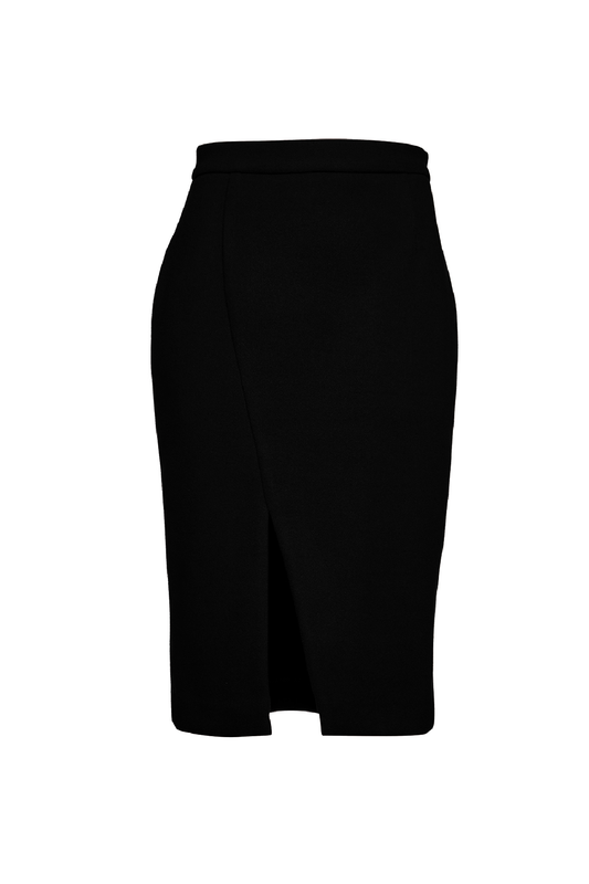 Black Mouflon Pencil Skirt