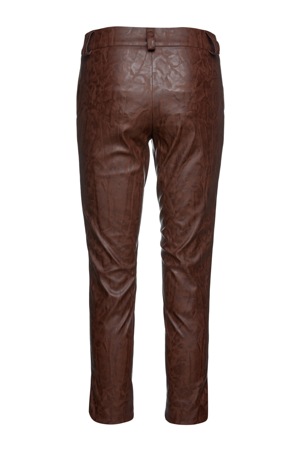 Chocolate Brown Faux Moire Leather Pants