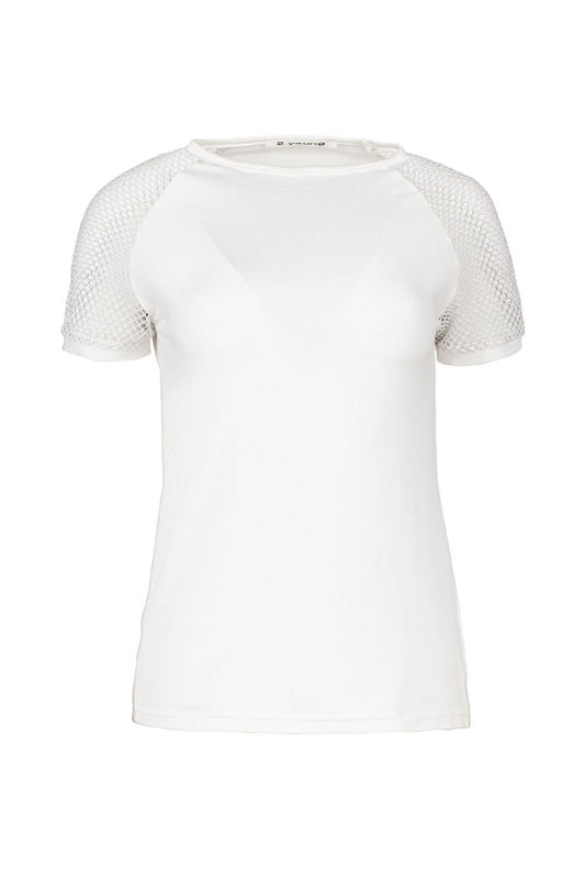 Ecru Top with Short Net Sleeves