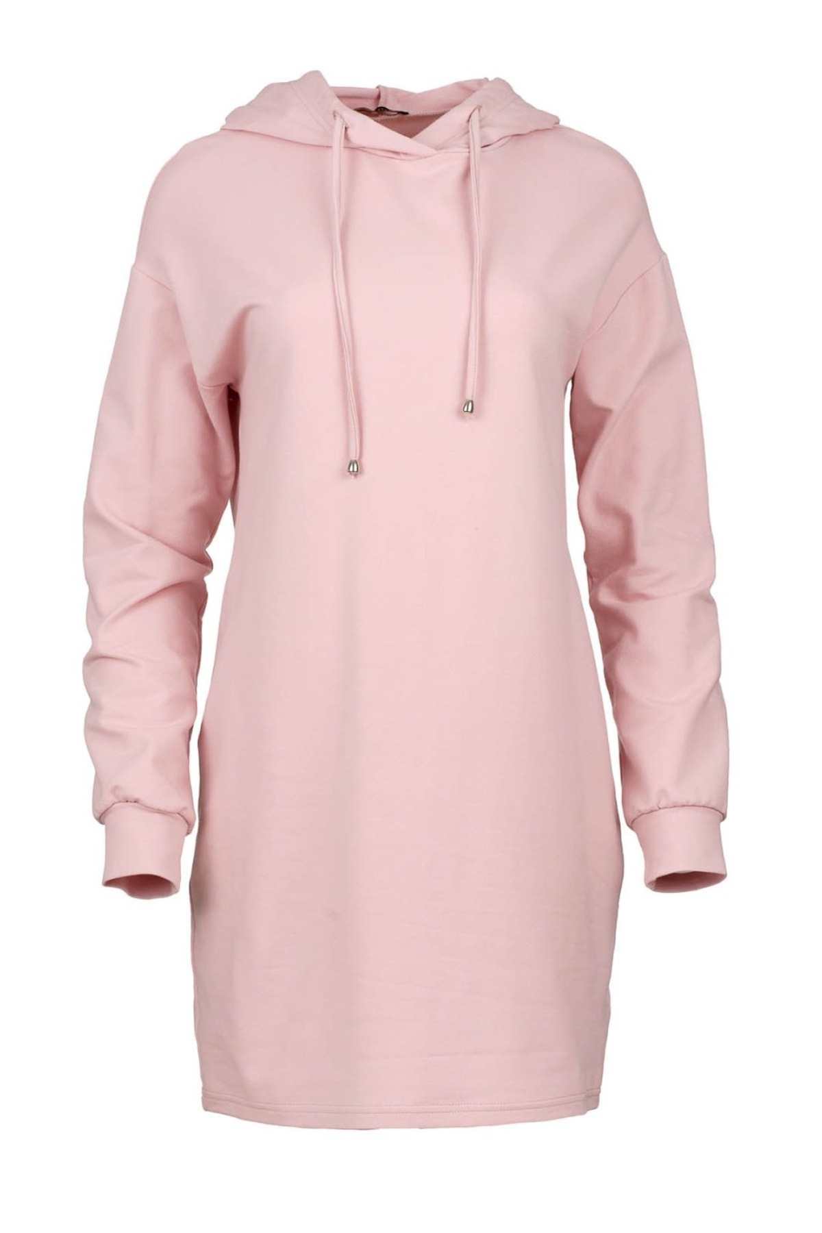 Conquista Φόρεμα Mini Casual Μακρυμάνικο Με Κουκούλα Μονόχρωμο Ροζ C211-092-61