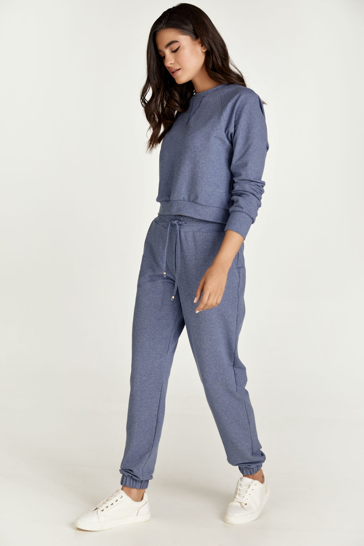 Conquista Παντελόνι Casual Longline Με Λάστιχο & Κορδόνι Μονόχρωμο Μπλε C211-100-18