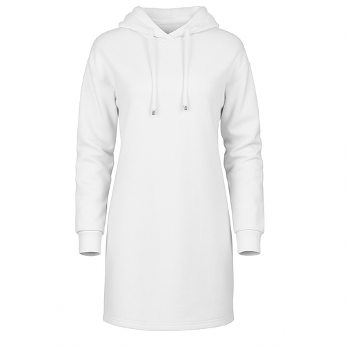 Ecru Cotton-Blend Hoodie Dress