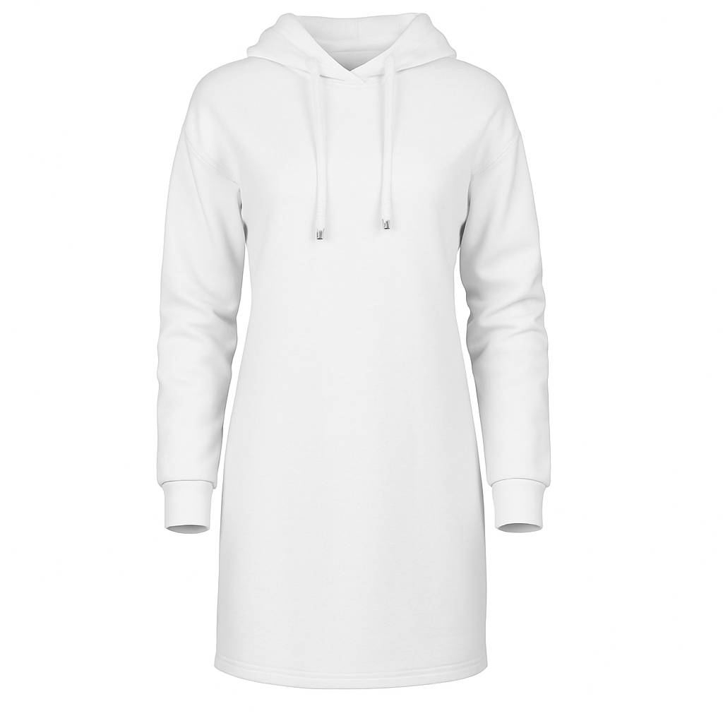 Ecru Cotton-Blend Hoodie Dress