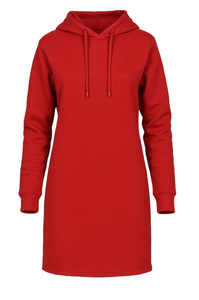 Red Cotton-Blend Hoodie Dress