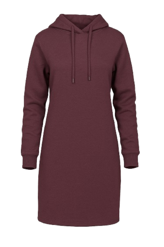 Conquista Φόρεμα Mini Casual Μακρυμάνικο Με Κουκούλα Μονόχρωμο Μπορντό C211-104-46