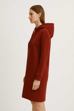 Load image into Gallery viewer, Brick Red Heavy Jersey Hoodie Dress