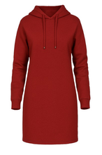 Load image into Gallery viewer, Brick Red Heavy Jersey Hoodie Dress