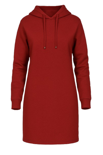 Brick Red Heavy Jersey Hoodie Dress