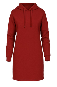 Brick Red Heavy Jersey Hoodie Dress