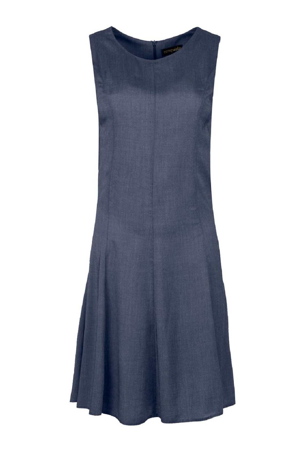 Conquista Φόρεμα Mini Casual Αμμάνικο Μονόχρωμο Indigo C211-130-18