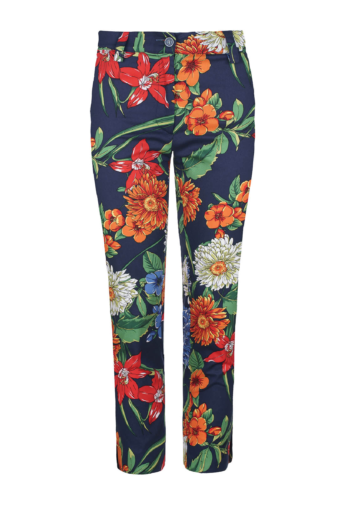Conquista Παντελόνι Capri Καθημερινό Floral Εμπριμέ Μπλέ C211-160-41