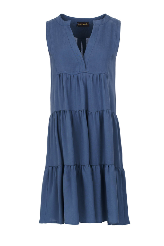 Sleeveless Indigo A Line Dress
