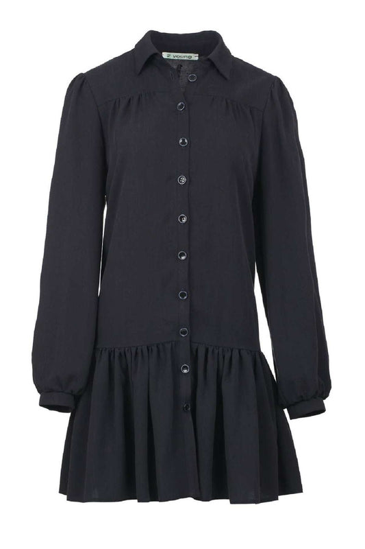 Black Tencel Dress with Buttons