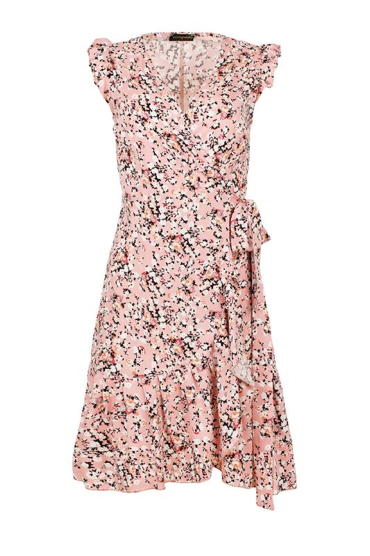Pink Floral Wrap Dress