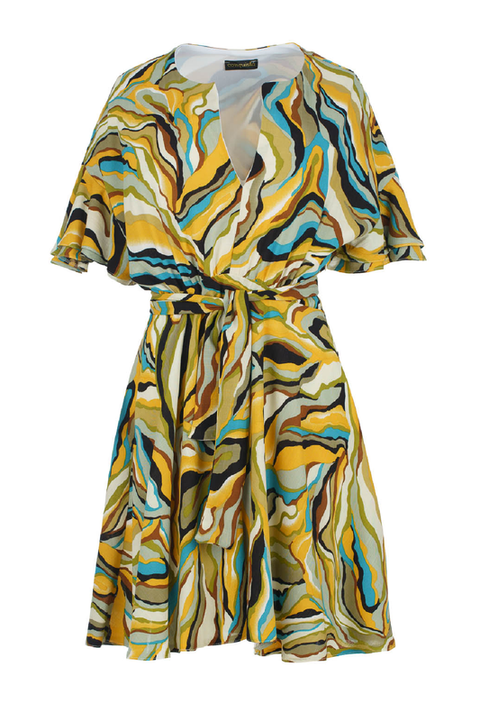 Vibrant Safari Viscose Wrap Dress