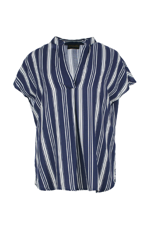 Nautical-Inspired Viscose Striped Blouse