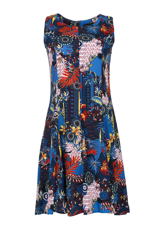 Navy Flora Print Cloche Dress