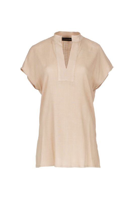 Beige Linen Style Sleeveless Top