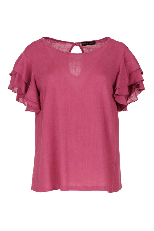 Frill Detail Burgundy Top