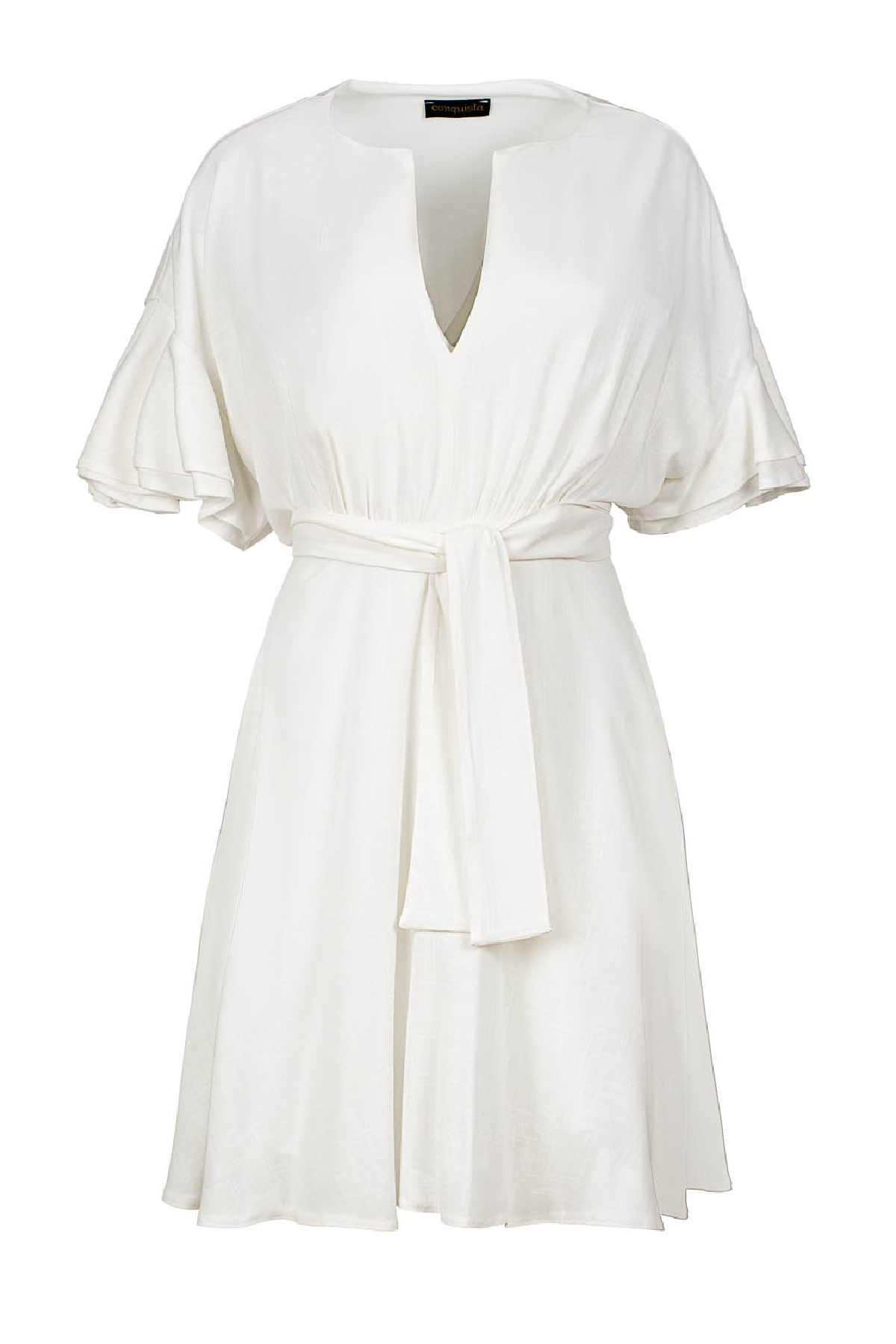 Ecru Dress with Ruffle Sleeves