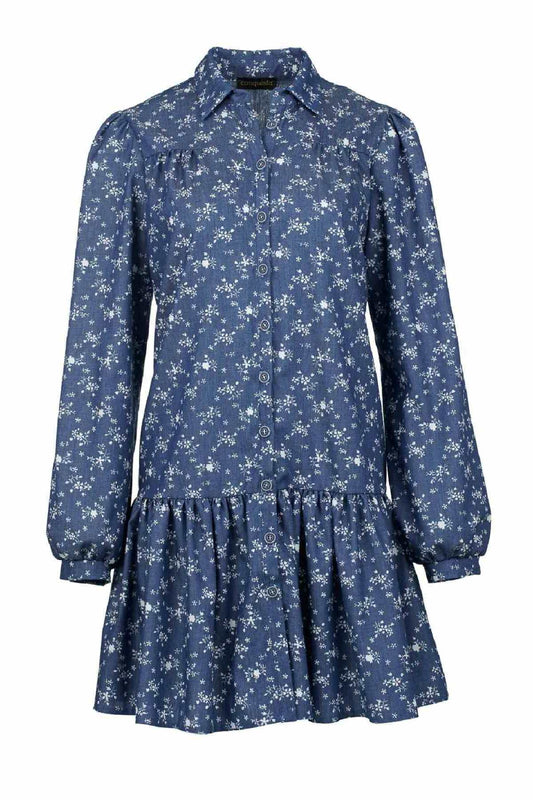 Indigo Floral Dress with Buttons