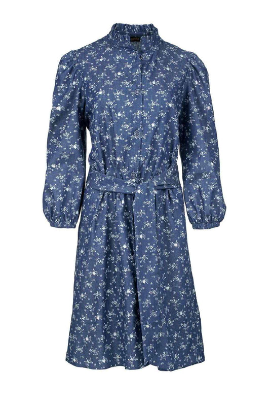 Indigo Floral Long Sleeve Dress
