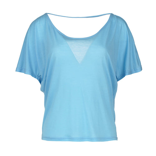 Sky Blue Tencel Draped Back Tee