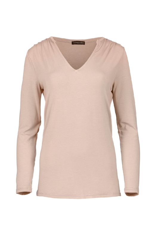 Dusty Pink Jersey V Neck Top