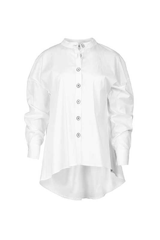 White Blouse with Mandarin Collar