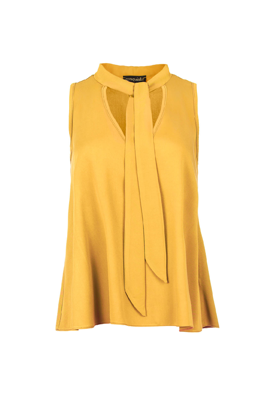 Mustard Tie Detail Sleeveless Top