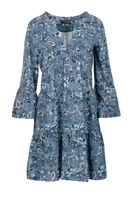 Indigo Paisley Print A Line Dress
